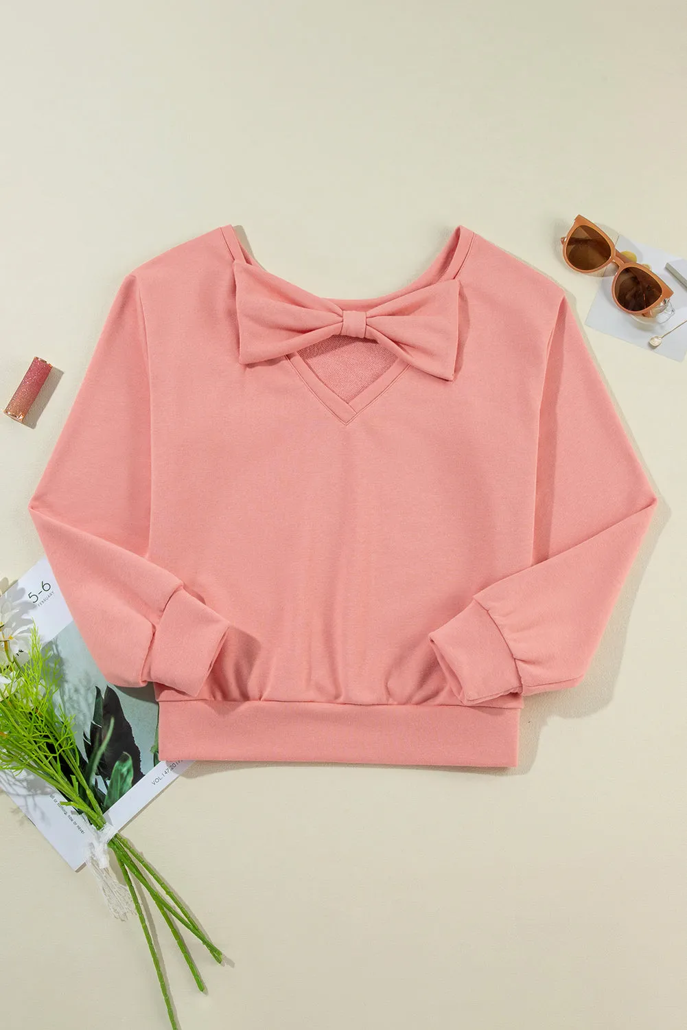 Bow Cutout Round Neck Long Sleeve Sweatshirt sold by Charming Charlie product image thumbnail 5