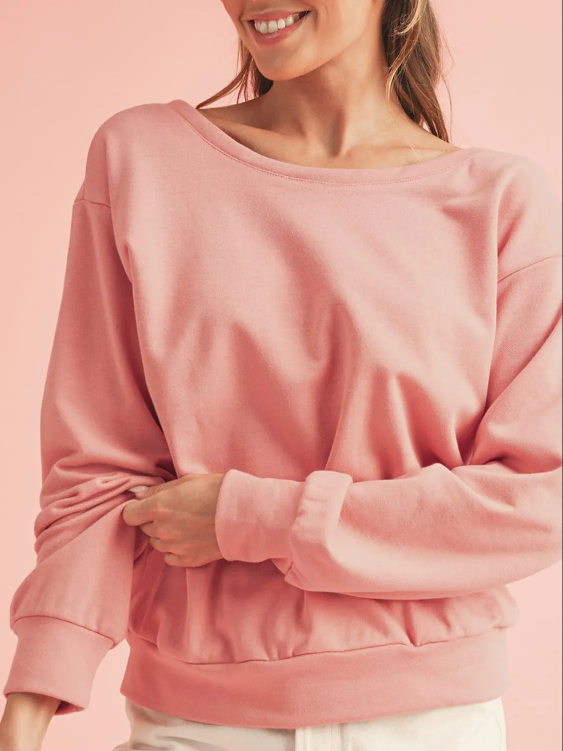 Bow Cutout Round Neck Long Sleeve Sweatshirt sold by Charming Charlie product image thumbnail 2
