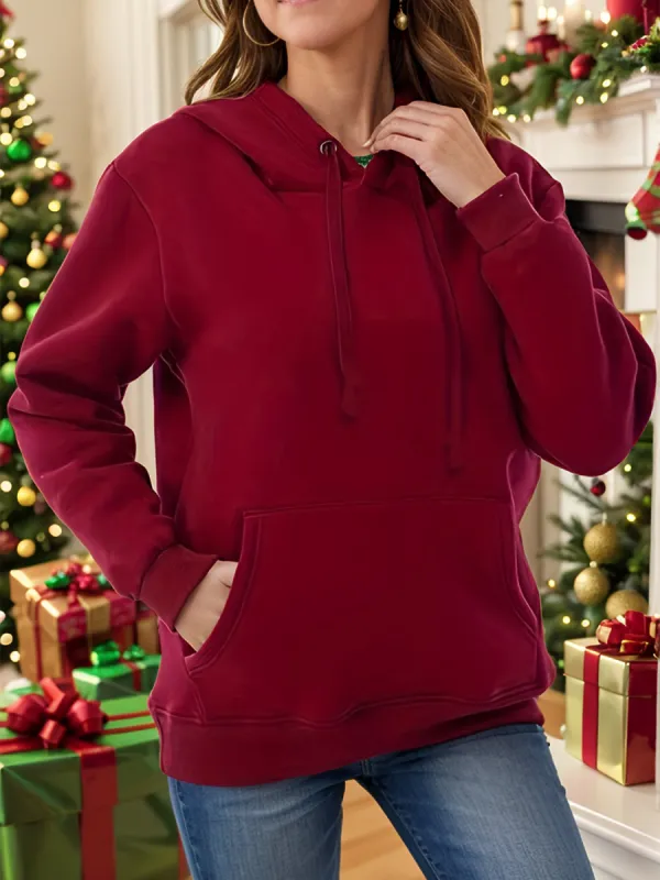 Drawstring Long Sleeve Hoodie with Kangaroo Pocket sold by Charming Charlie