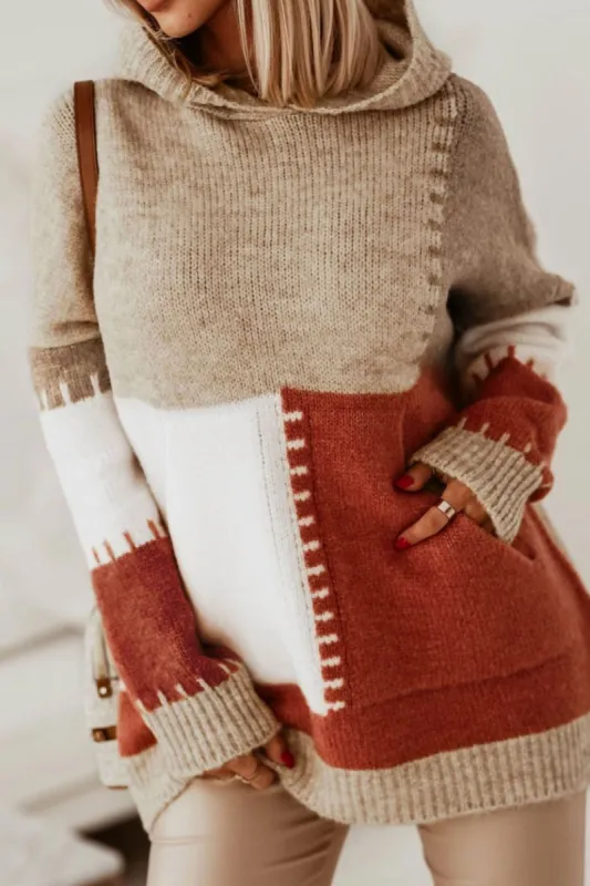 Color Block Kangaroo Pocket Hooded Sweater sold by Charming Charlie