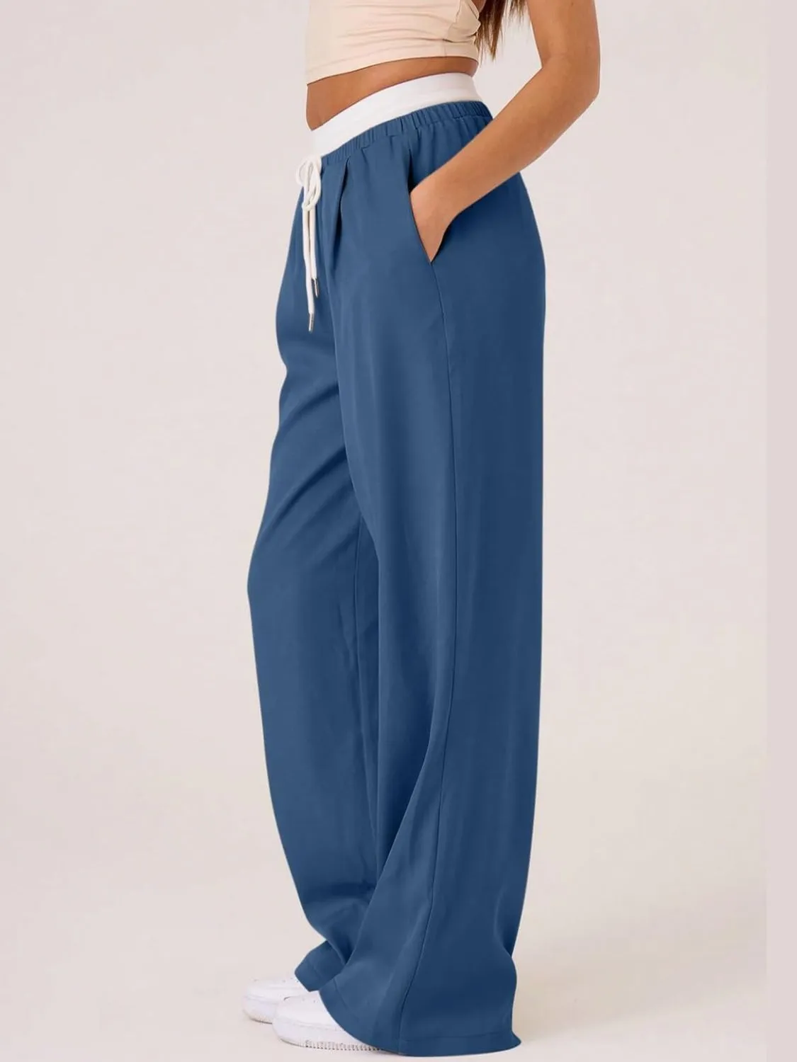 Contrast Waistband Drawstring Wide Leg Pants sold by Charming Charlie product image thumbnail 2