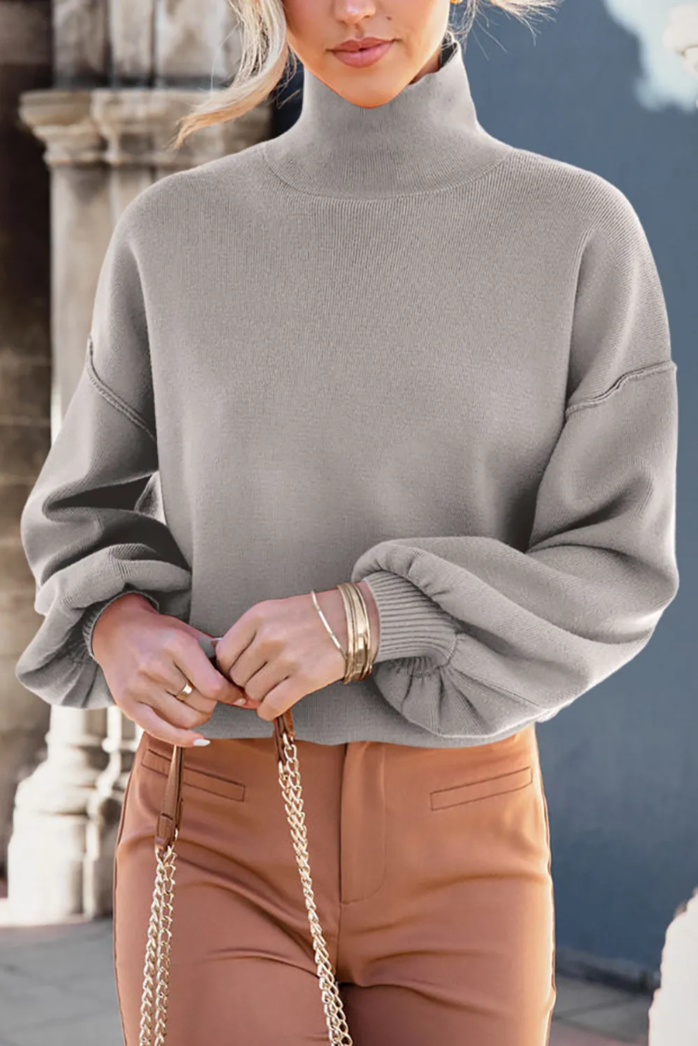 Mock Neck Dropped Shoulder Sweater sold by Charming Charlie product image thumbnail 5