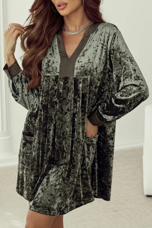 Notched Long Sleeve Mini Dress with Pockets sold by Charming Charlie