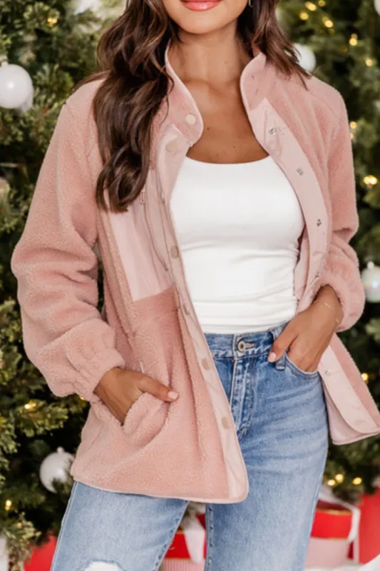 Snap Down Long Sleeve Sherpa Jacket sold by Charming Charlie