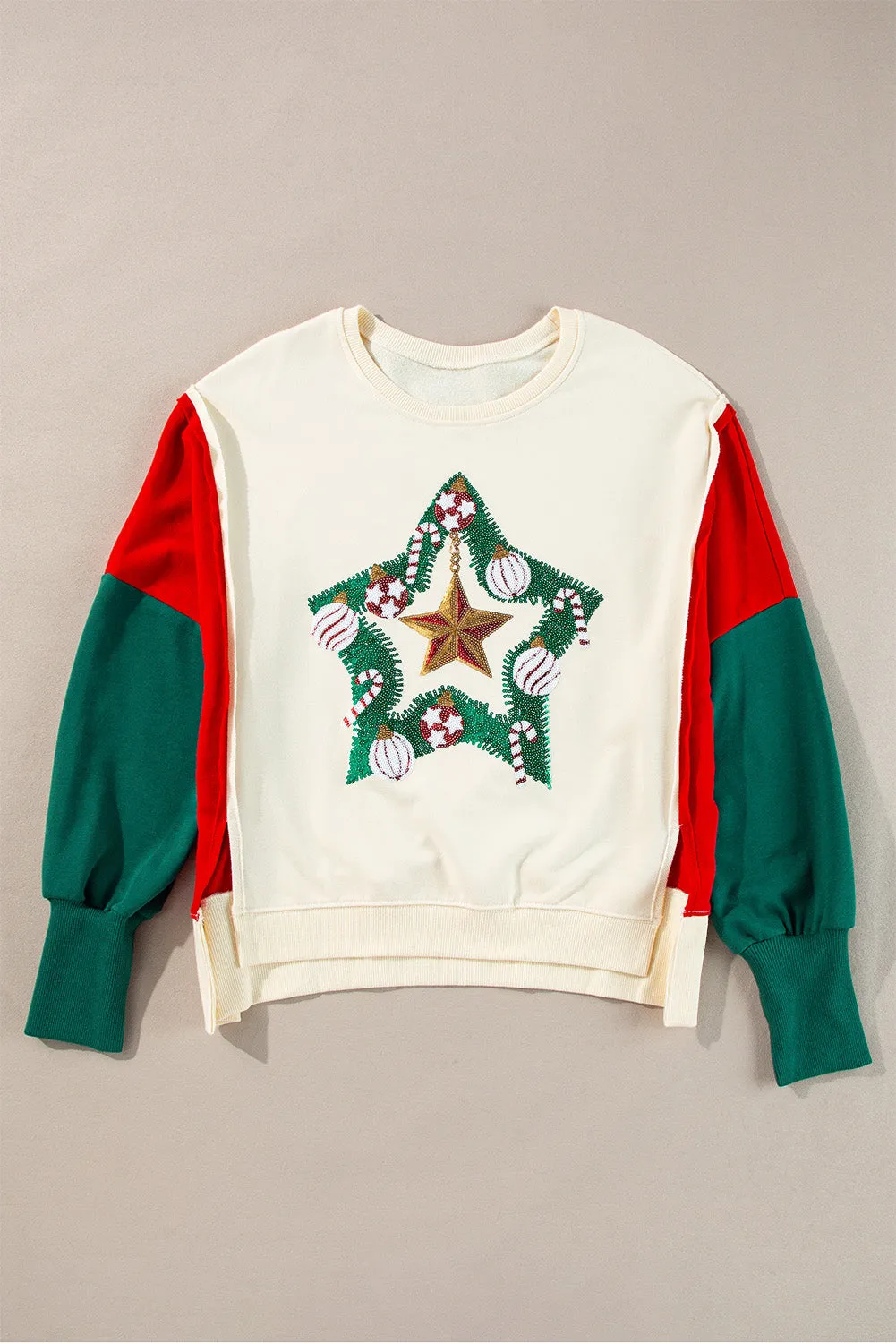 Color Block Star Side Slit Lantern Sleeve Sweatshirt sold by Charming Charlie product image thumbnail 4