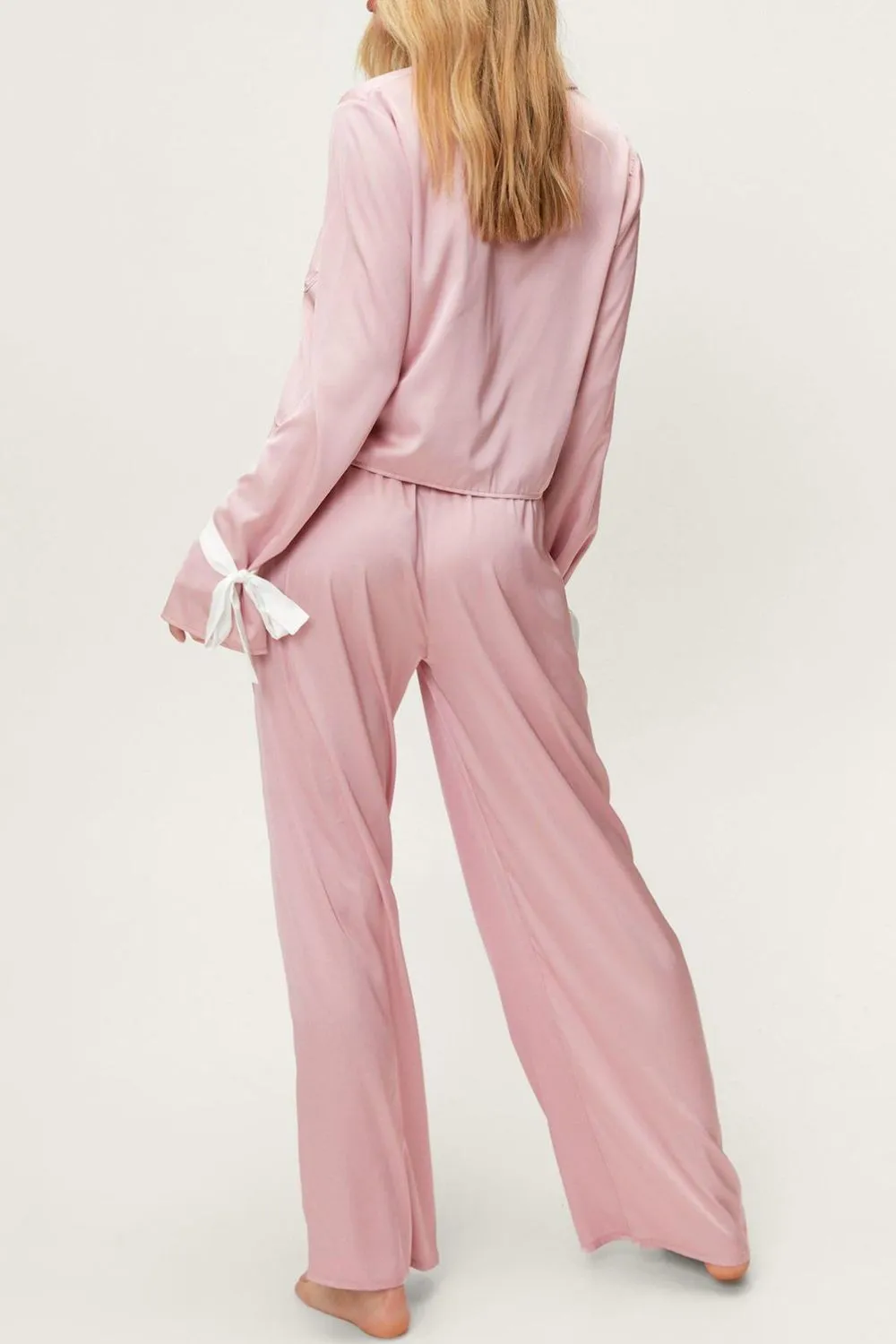 Basic Bae Tied Cuff Collared Neck Top and Pants Lounge Set sold by Charming Charlie product image thumbnail 2