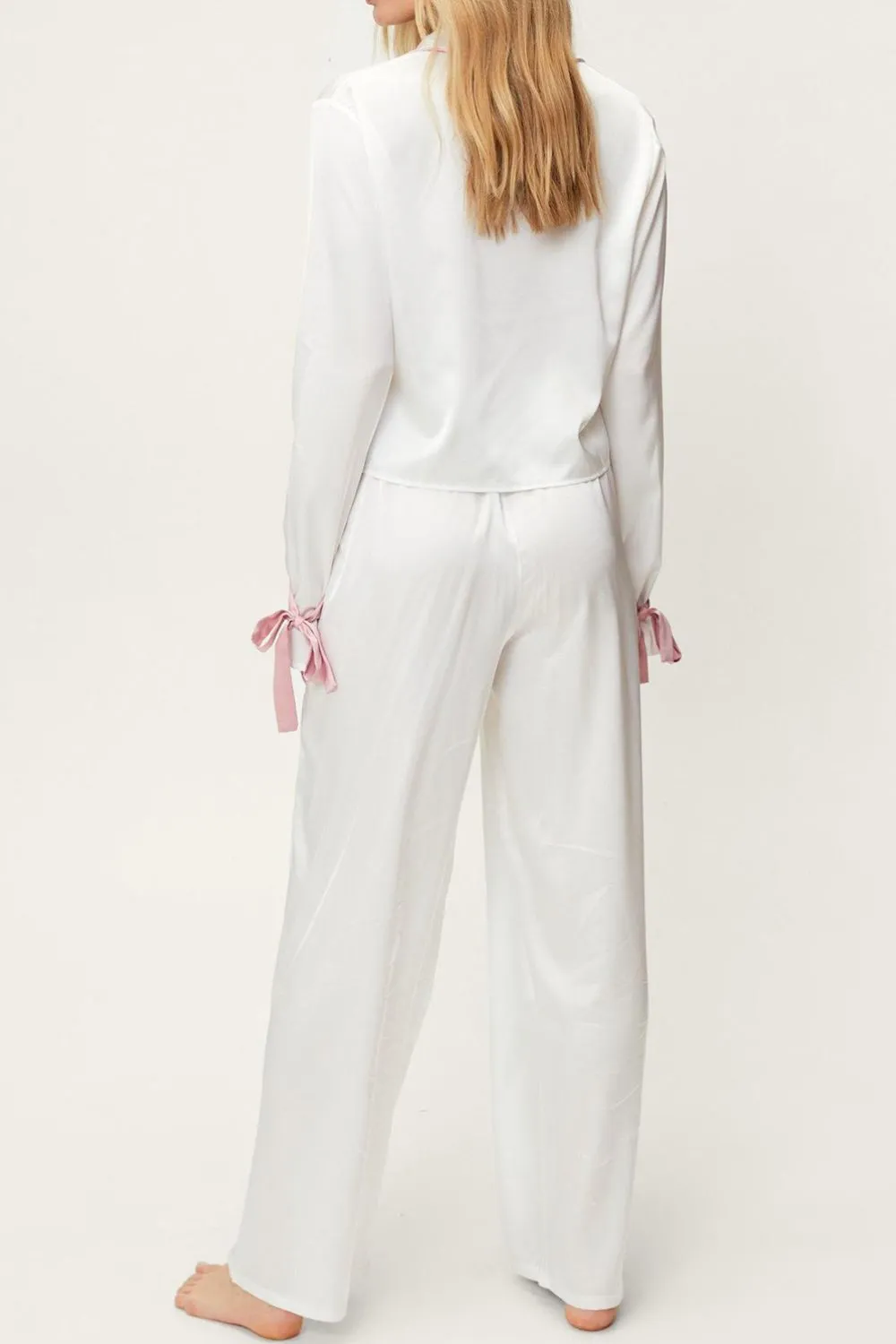 Basic Bae Tied Cuff Collared Neck Top and Pants Lounge Set sold by Charming Charlie product image thumbnail 4