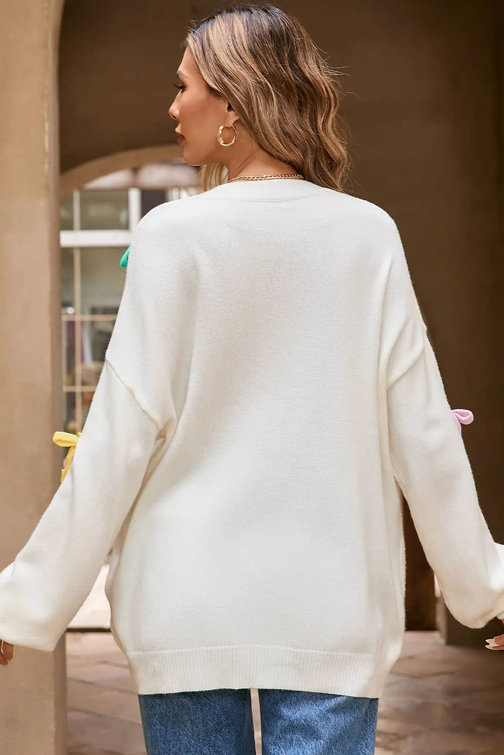 Contrast Bow Round Neck Dropped Shoulder Sweater sold by Charming Charlie product image thumbnail 5
