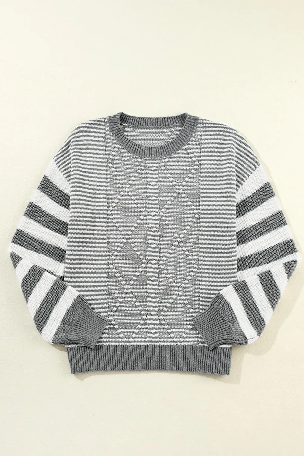 Striped Round Neck Long Sleeve Sweater sold by Charming Charlie product image thumbnail 4