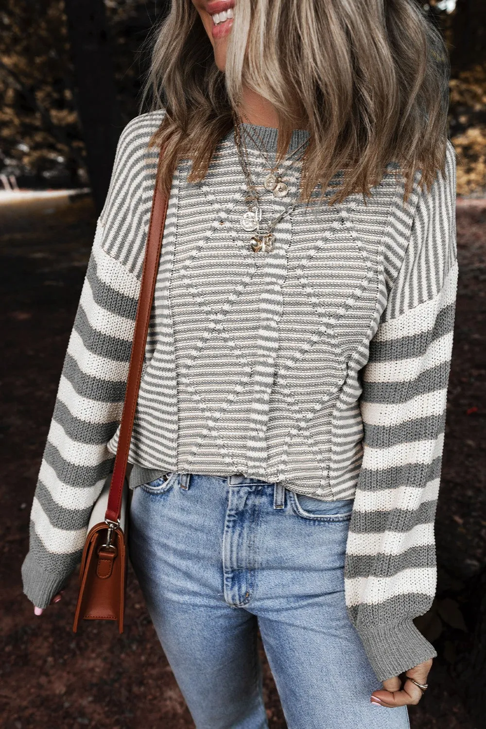 Striped Round Neck Long Sleeve Sweater sold by Charming Charlie
