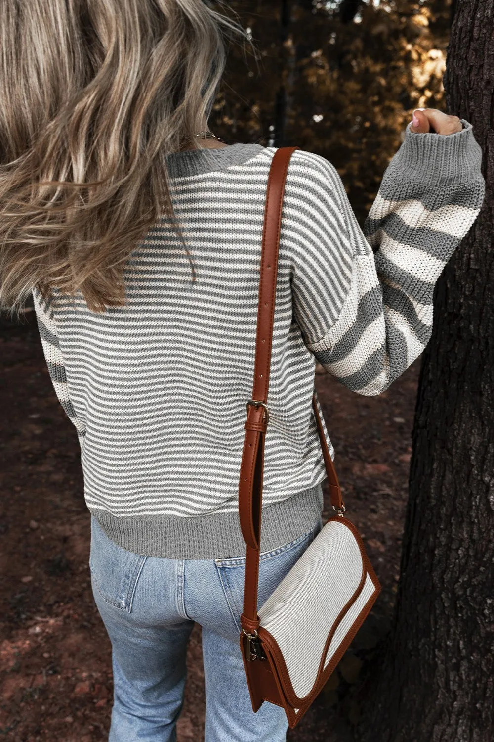 Striped Round Neck Long Sleeve Sweater sold by Charming Charlie product image thumbnail 3