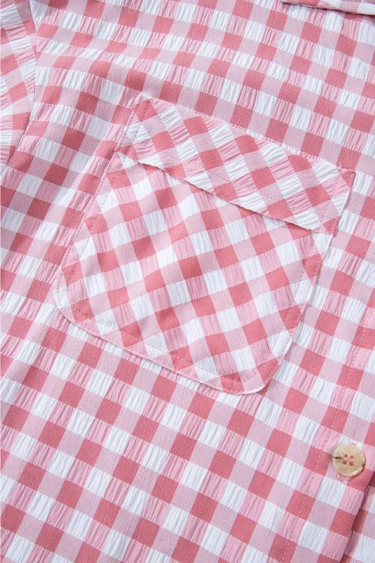 Gingham Print Chest Pockets Buttoned Shirt sold by Charming Charlie product image thumbnail 4