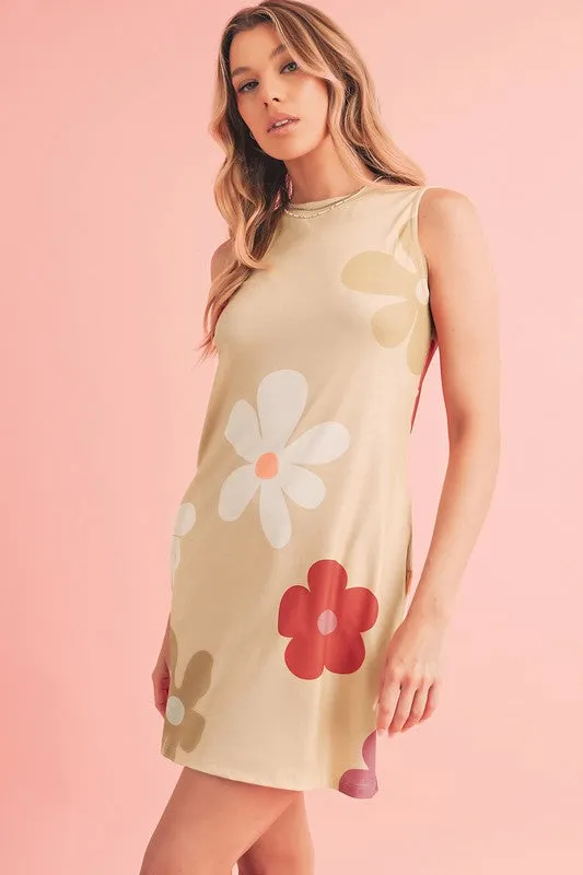 Flower Print Crew Neck Sleeveless Mini Dress sold by Charming Charlie