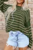 Casual Stripe Round Neck Drop Shoulder Sweater sold by Charming Charlie