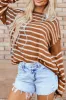 Casual Stripe Round Neck Drop Shoulder Sweater sold by Charming Charlie