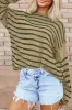 Casual Stripe Round Neck Drop Shoulder Sweater sold by Charming Charlie