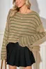Casual Stripe Round Neck Drop Shoulder Sweater sold by Charming Charlie