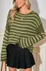 Casual Stripe Round Neck Drop Shoulder Sweater sold by Charming Charlie