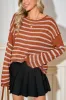 Casual Stripe Round Neck Drop Shoulder Sweater sold by Charming Charlie