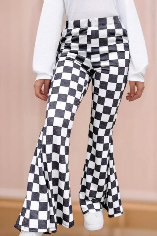 Checkered High Rise Flared Pants sold by Charming Charlie