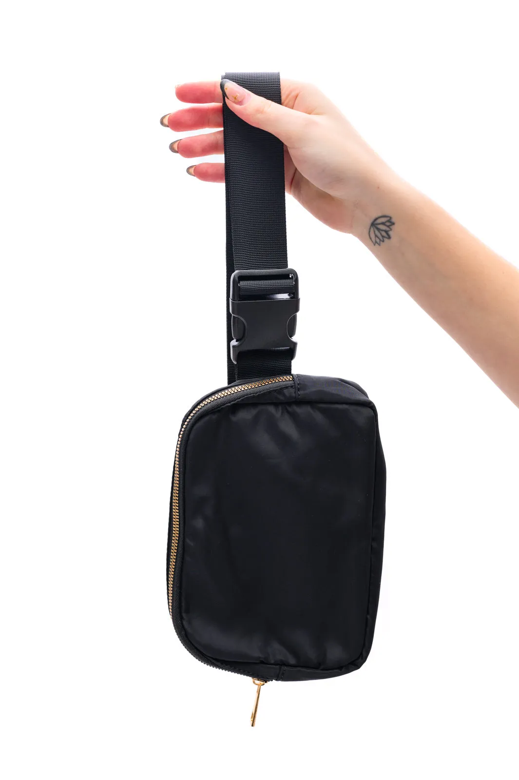 Everywhere I Go Crossbody Belt Bag in Black sold by Charming Charlie