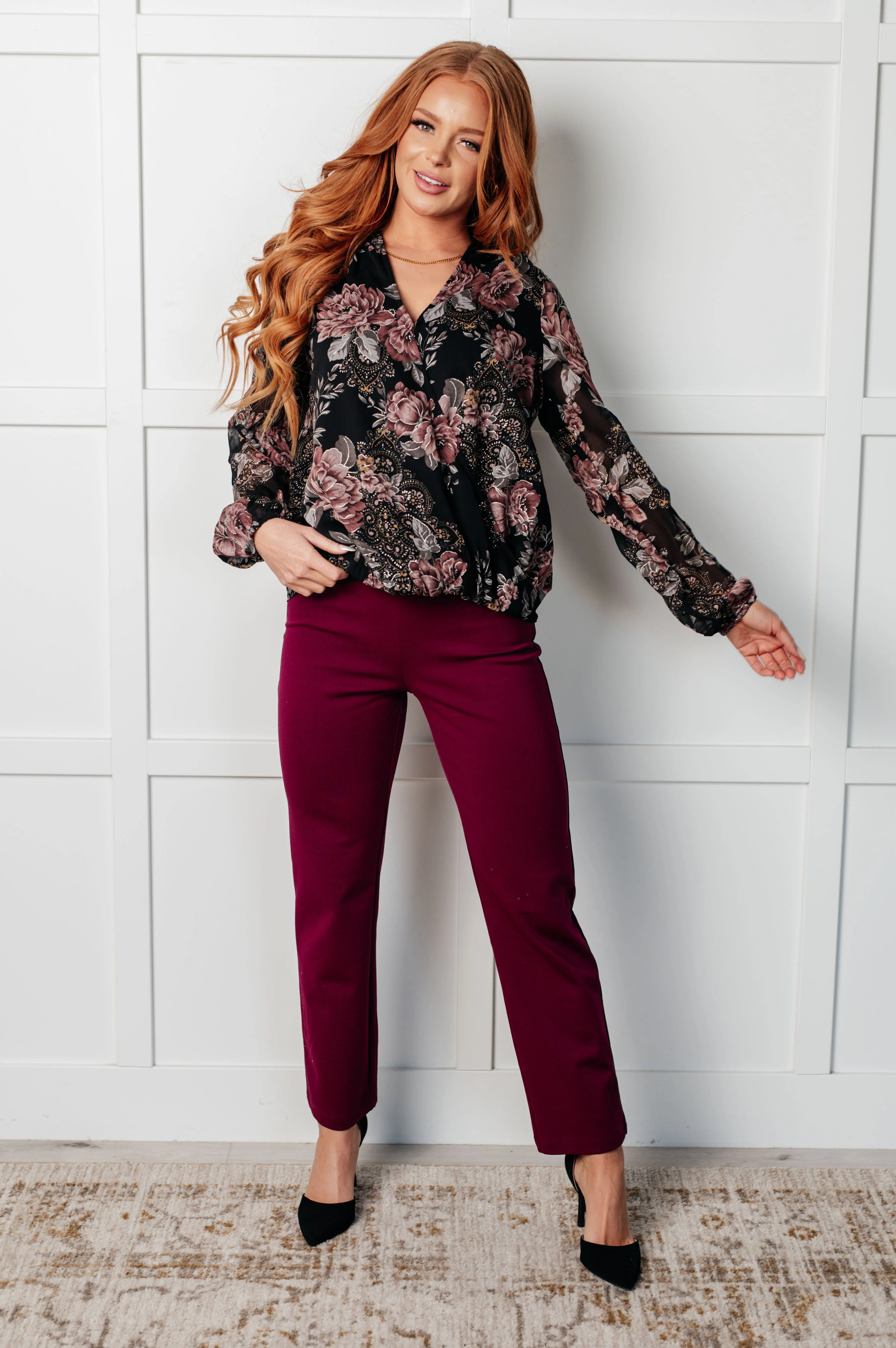 I Wish We Had it All Surplice Floral Blouse sold by Charming Charlie product image thumbnail 4
