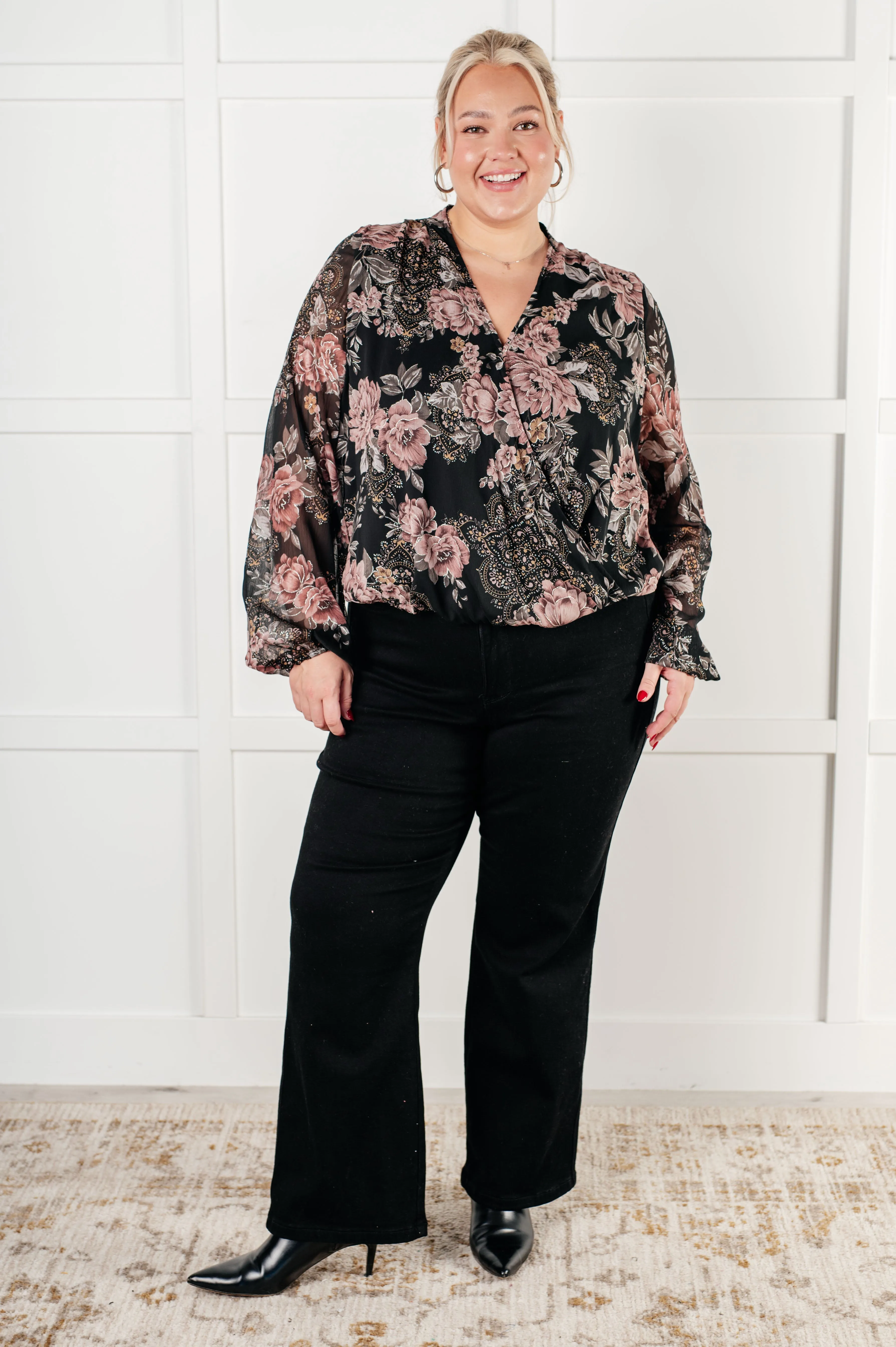 I Wish We Had it All Surplice Floral Blouse sold by Charming Charlie product image thumbnail 3
