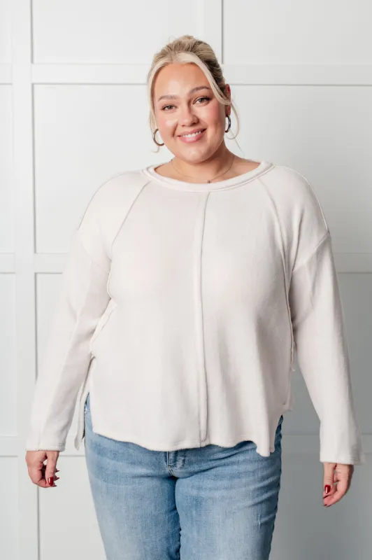 Simple Silhouette Brushed Hacci Sweater in Sand Beige sold by Charming Charlie