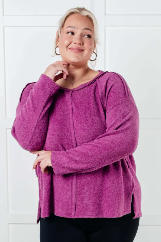 Simple Silhouette Brushed Hacci Sweater in Light Plum sold by Charming Charlie