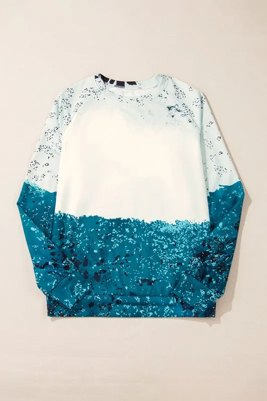 Blue Tie Dye Cow Color Block Pullover Sweatshirt sold by Charming Charlie product image thumbnail 4