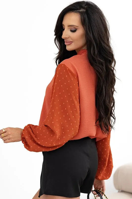 Women Swiss Dot Balloon Sleeve Loose Blouse sold by Charming Charlie product image thumbnail 2