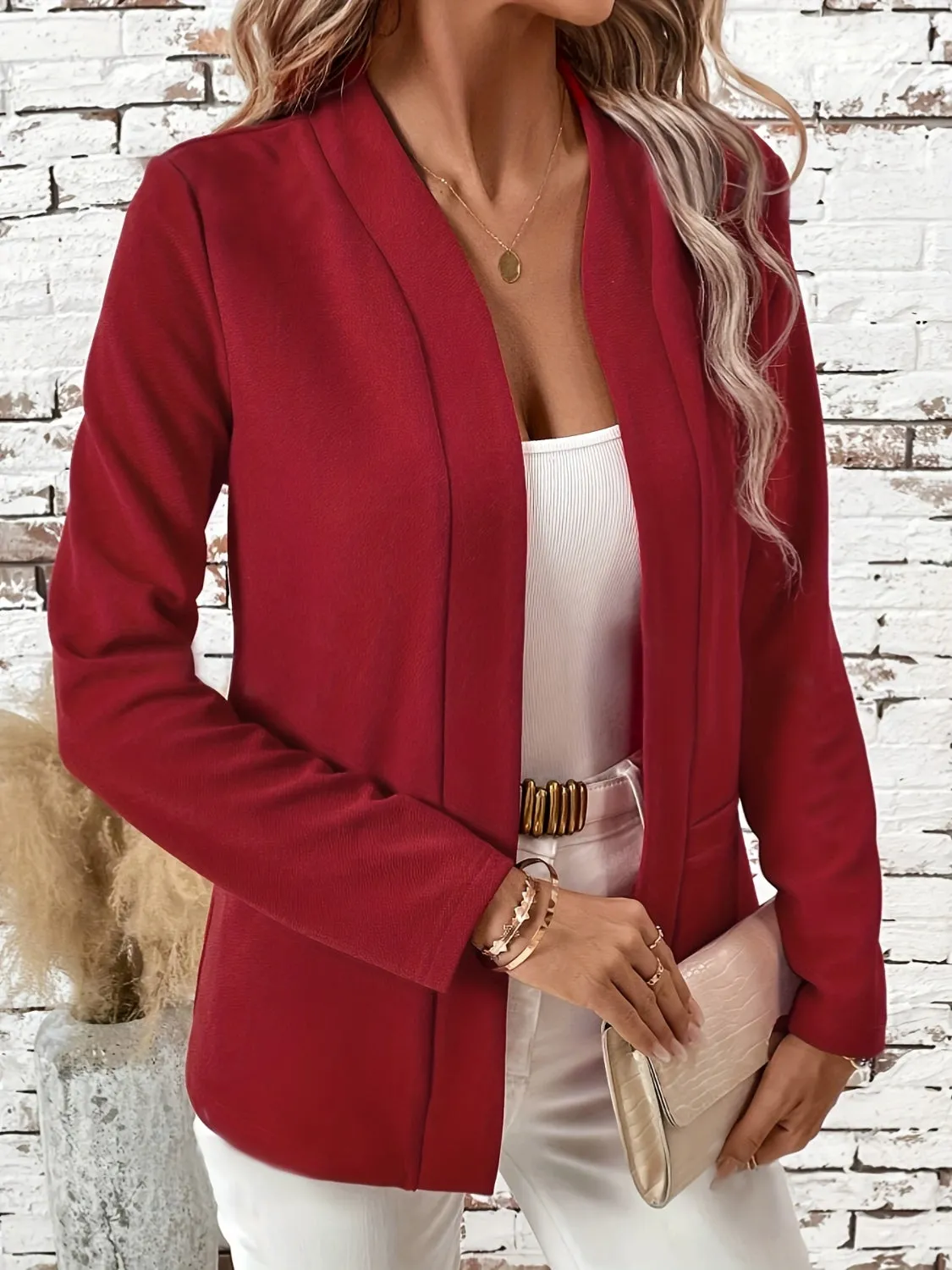 Solid Color Open Front Long Sleeve Cardigan sold by Charming Charlie product image thumbnail 5
