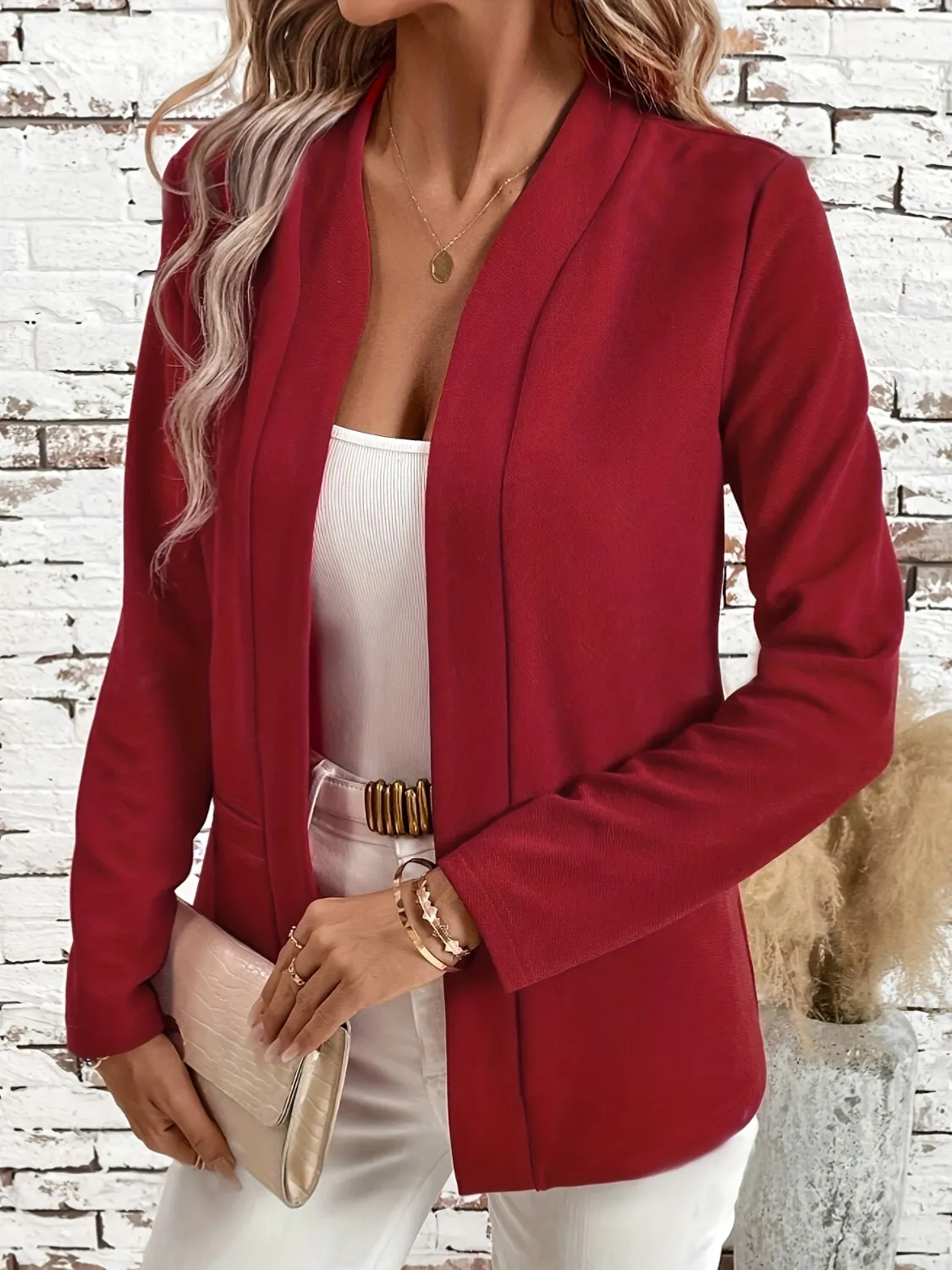 Solid Color Open Front Long Sleeve Cardigan sold by Charming Charlie product image thumbnail 4