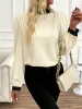 Bow Contrast Mock Neck Long Sleeve Blouse sold by Charming Charlie