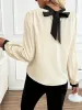 Bow Contrast Mock Neck Long Sleeve Blouse sold by Charming Charlie