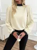 Bow Contrast Mock Neck Long Sleeve Blouse sold by Charming Charlie