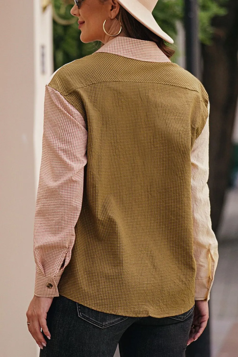 Contrast Plaid Button Down Long Sleeve Shirt sold by Charming Charlie product image thumbnail 4