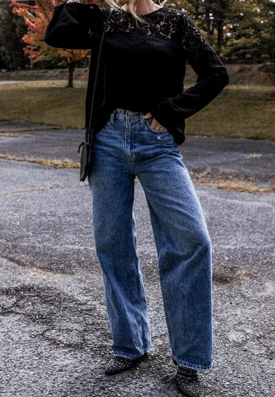 Lace Detail Round Neck Long Sleeve Blouse sold by Charming Charlie product image thumbnail 5