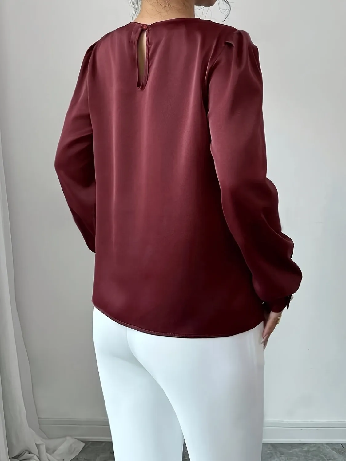 Ruched Round Neck Long Sleeve Blouse sold by Charming Charlie product image thumbnail 2