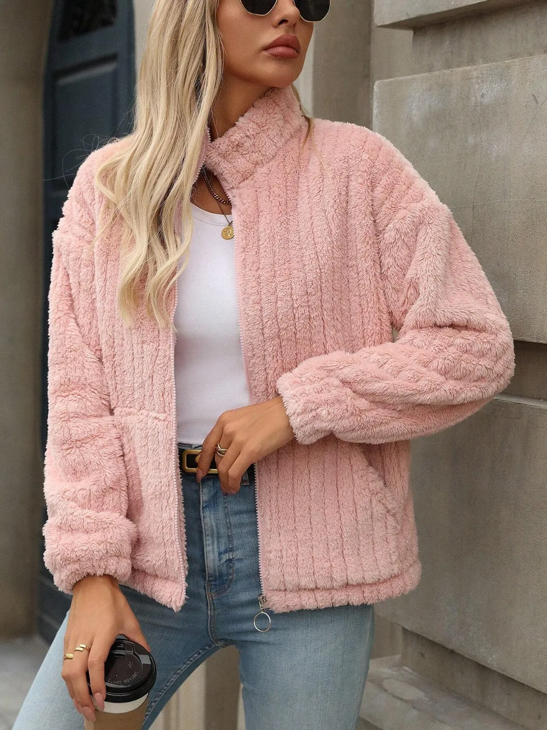 Mock Neck Zip Up Jacket with Pockets sold by Charming Charlie product image thumbnail 5