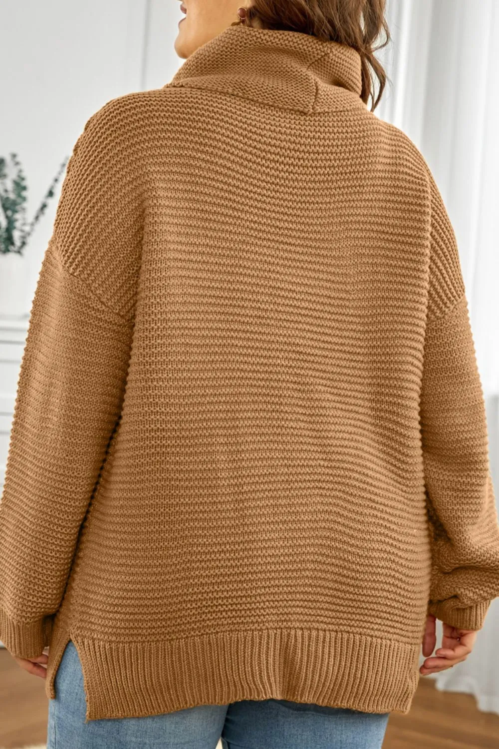 Side Slit Turtleneck Long Sleeve Sweater sold by Charming Charlie product image thumbnail 3