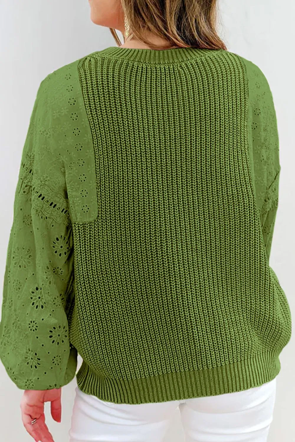 Eyelet Round Neck Drop Shoulder Sweater sold by Charming Charlie product image thumbnail 3