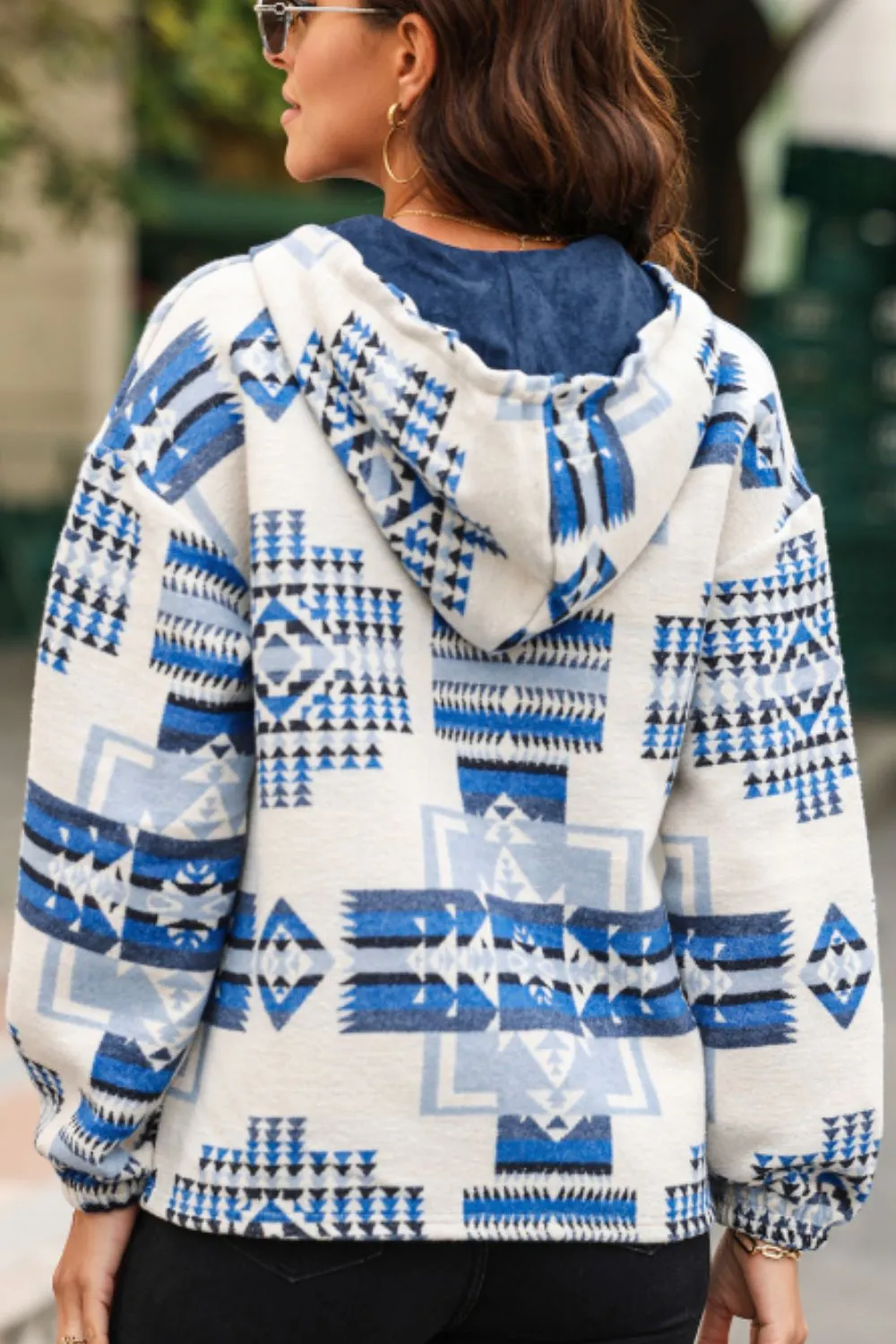 Geometric Quarter Zip Long Sleeve Hoodie sold by Charming Charlie product image thumbnail 2