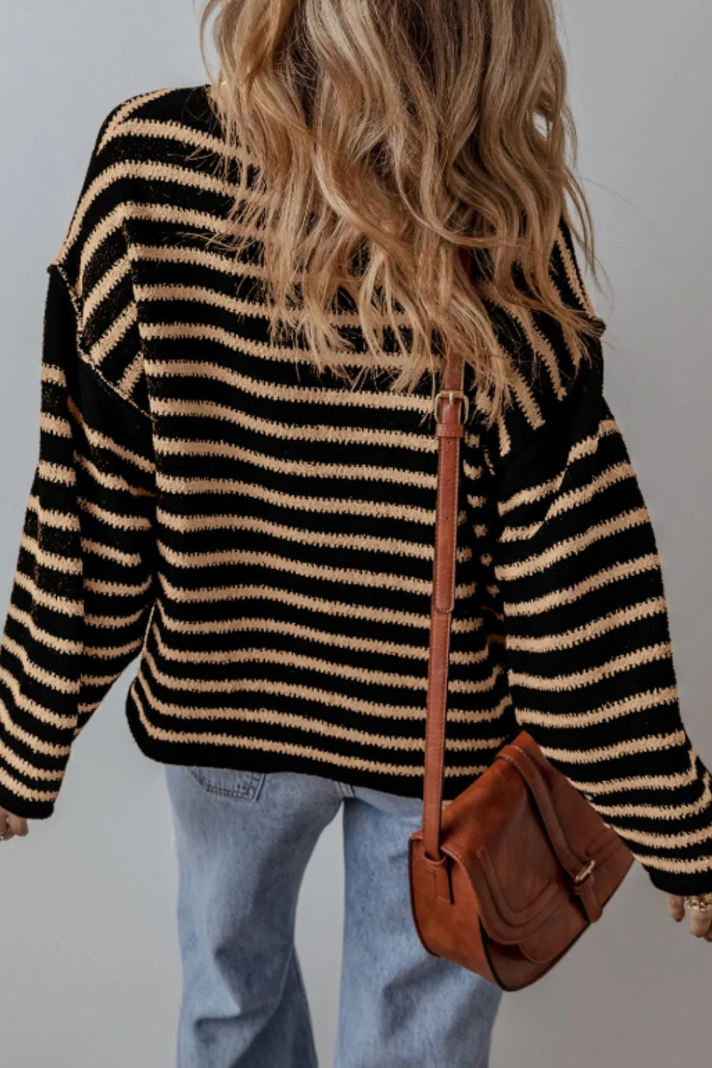Stripe Drop Shoulder Round Neck Sweater sold by Charming Charlie product image thumbnail 2