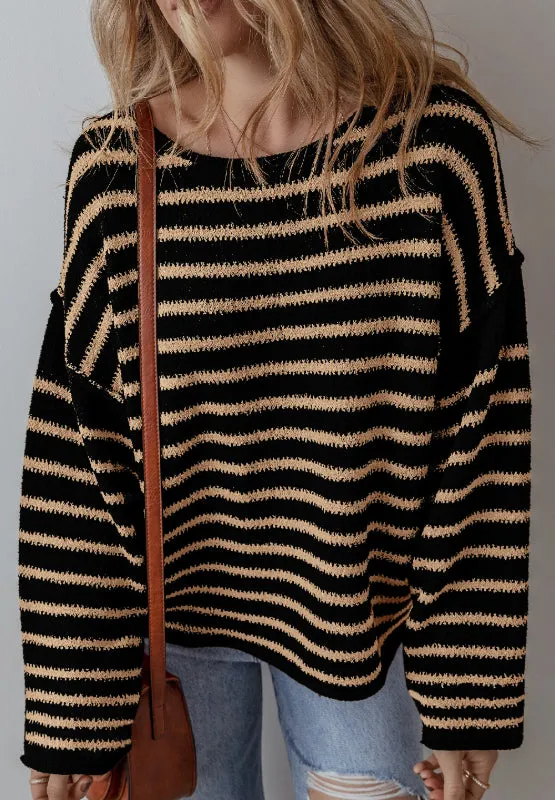 Stripe Drop Shoulder Round Neck Sweater sold by Charming Charlie product image thumbnail 3