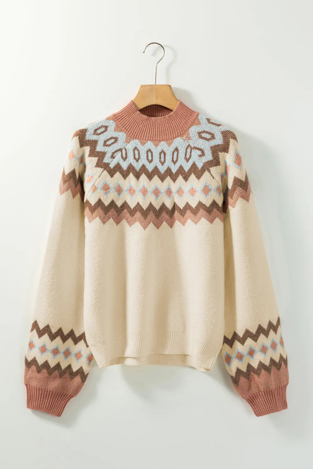 Geometric Mock Neck Long Sleeve Sweater sold by Charming Charlie product image thumbnail 5