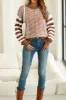 Striped Round Neck Dropped Shoulder Sweater sold by Charming Charlie