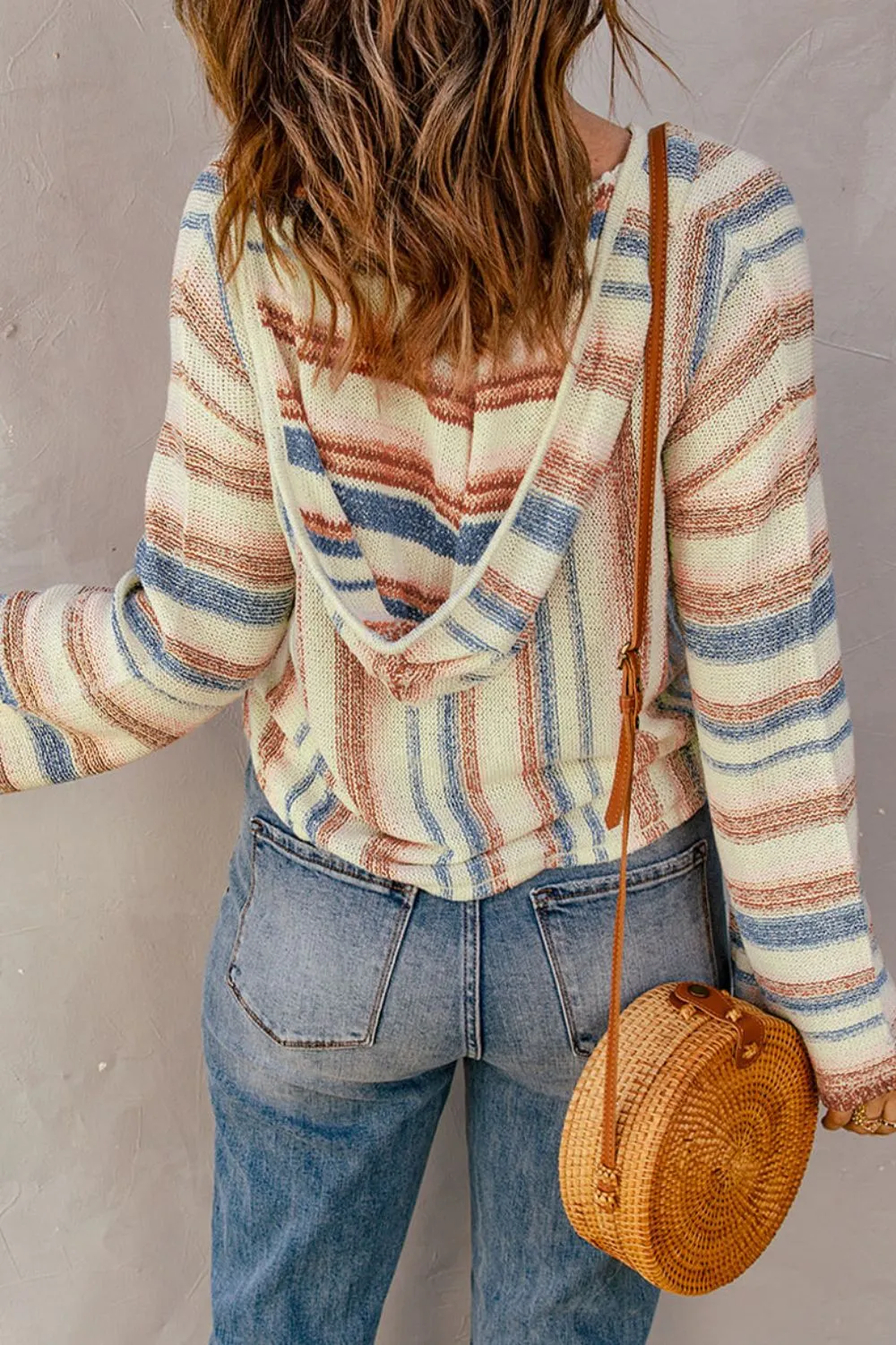 Contrast Striped Dropped Shoulder Hooded Knit Top sold by Charming Charlie product image thumbnail 5