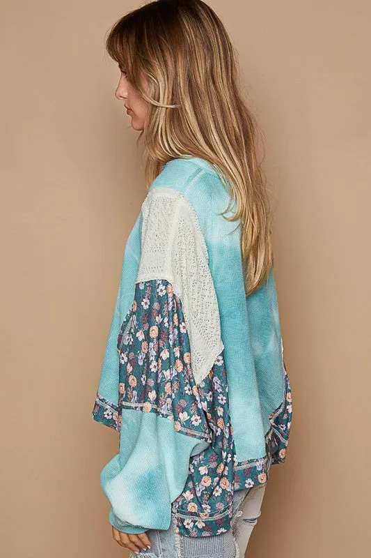 POL Floral Patchwork Round Neck Knit Top sold by Charming Charlie product image thumbnail 3