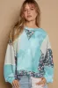 POL Floral Patchwork Round Neck Knit Top sold by Charming Charlie